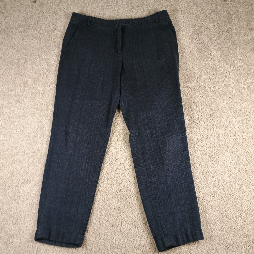 Zara Basic Textured Ankle Pants Womens US 8 Blue Casual Career Tapered EUC